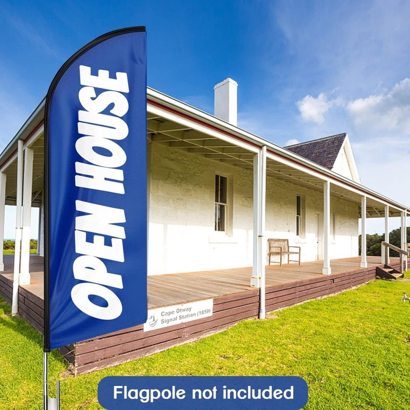 Open House Banner - 8FT Open House Blue Advertising Swooper Flag(Flagpole Not Included 3.4)