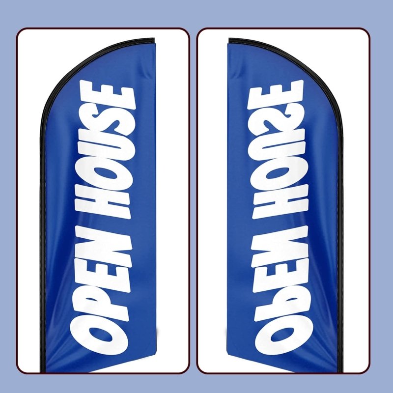 Open House Banner - 8FT Open House Blue Advertising Swooper Flag(Flagpole Not Included 3.4)