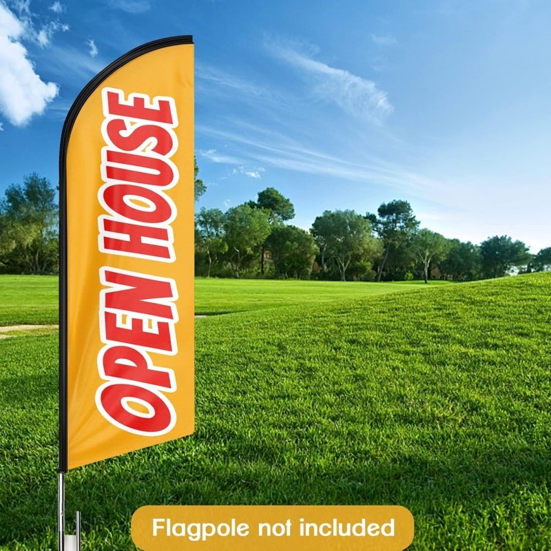 Open House Banner - 8FT Open House Orange Advertising Swooper Flag(Flagpole Not Included 3.4)