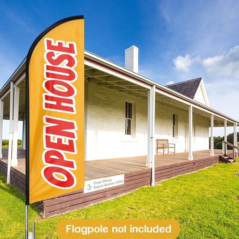 Open House Banner - 8FT Open House Orange Advertising Swooper Flag(Flagpole Not Included 3.4)