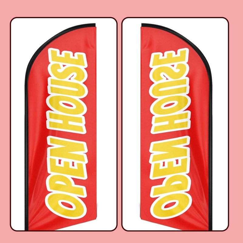 Open House Banner - 8FT Open House Red Advertising Swooper Flag(Flagpole Not Included 3.4)