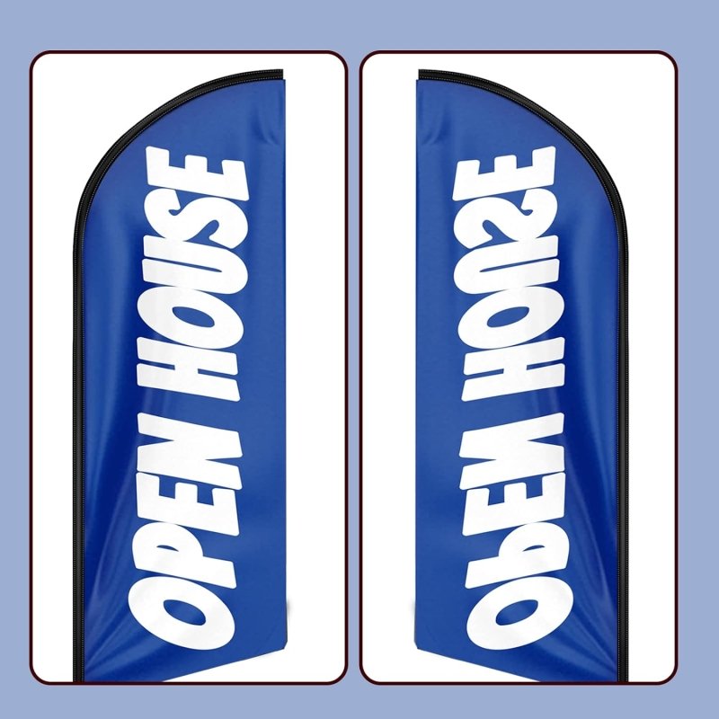 Open House Signs - 11FT Open House Blue 02 Advertising Swooper Flag Fit 15FT Flagpole (Flagpole Not Included 4.3)