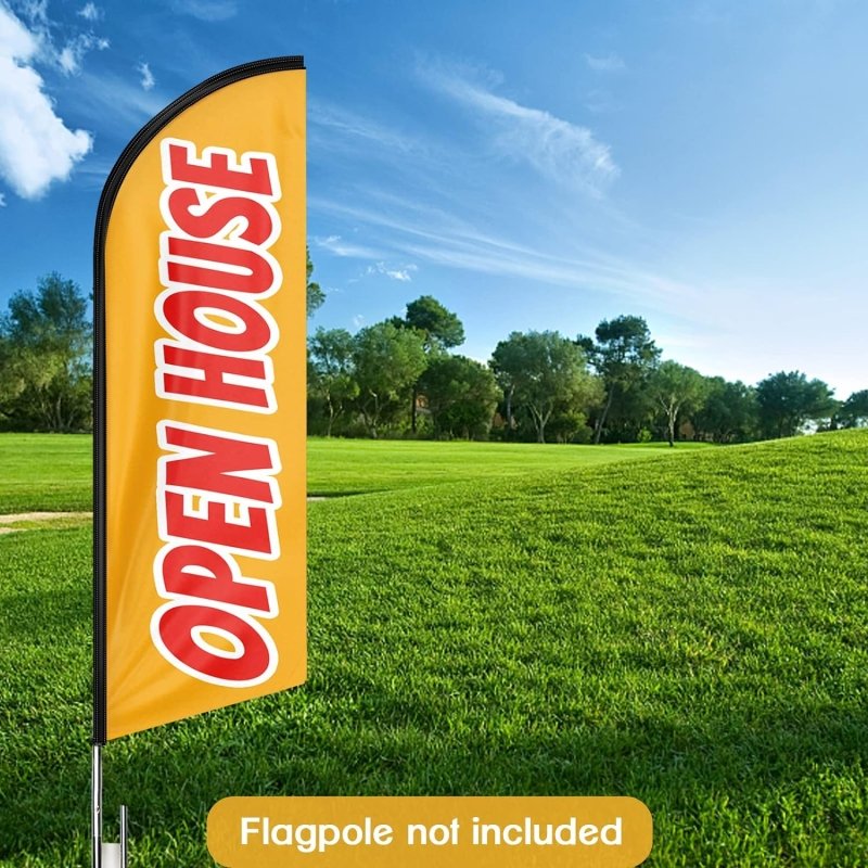 Open House Signs - 11FT Open House Orange 02 Advertising Swooper Flag Fit 15FT Flagpole (Flagpole Not Included 4.3)