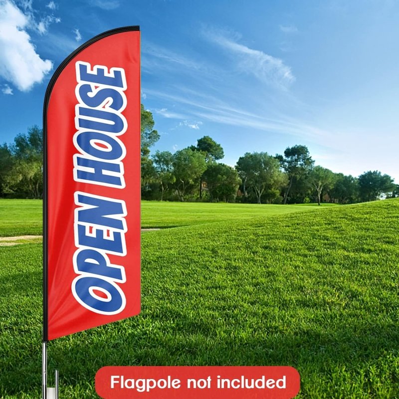 Open House Signs - 11FT Open House Red 02 Advertising Swooper Flag Fit 15FT Flagpole (Flagpole Not Included 4.3)