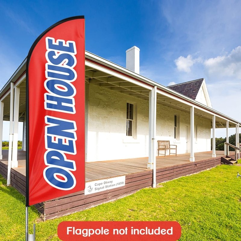 Open House Signs - 11FT Open House Red 02 Advertising Swooper Flag Fit 15FT Flagpole (Flagpole Not Included 4.3)