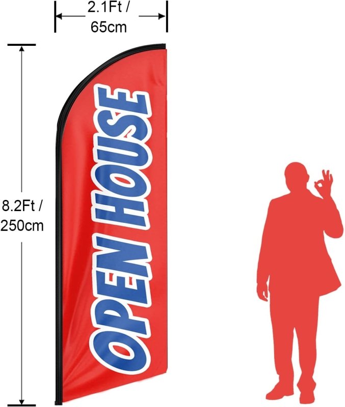 Open House Signs - 8FT Open House Advertising Swooper Flag(Flagpole Not Included 3.4)