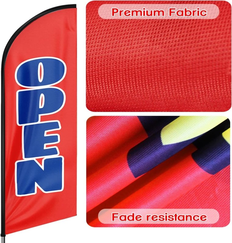 Open Red&Blue Themed Feather Flag, 11FT Open Red&Blue Advertising Swooper Flag Fit 15FT Flagpole(Flagpole Not Included 4.3)