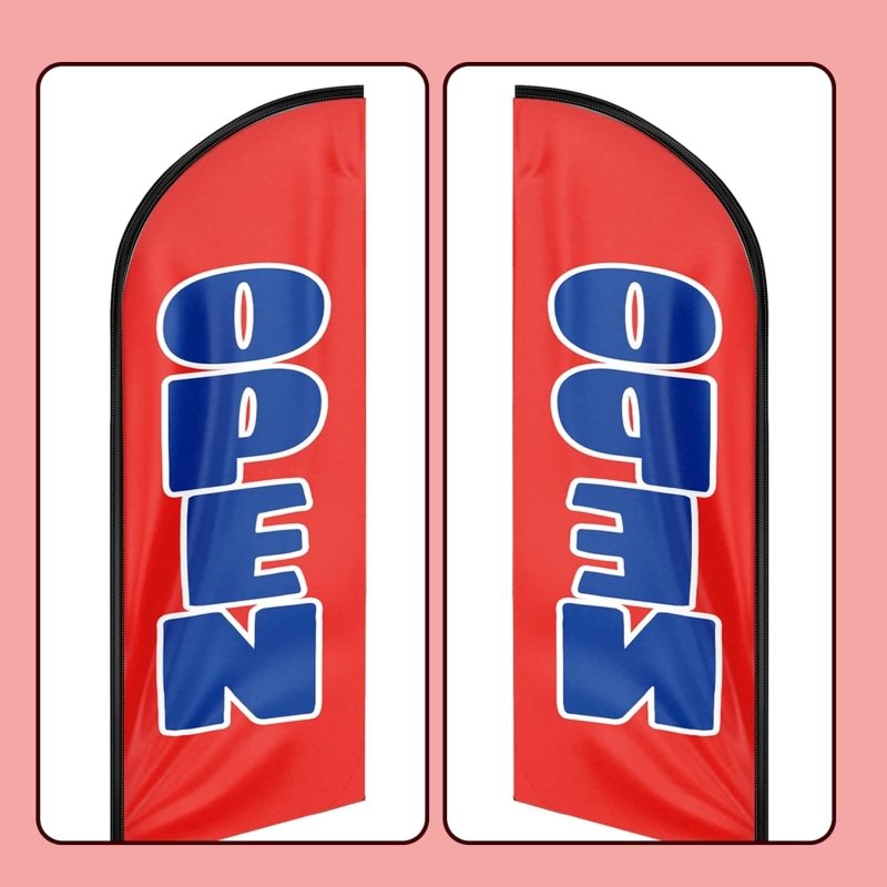 Open Red&Blue Themed Feather Flag, 11FT Open Red&Blue Advertising Swooper Flag Fit 15FT Flagpole(Flagpole Not Included 4.3)