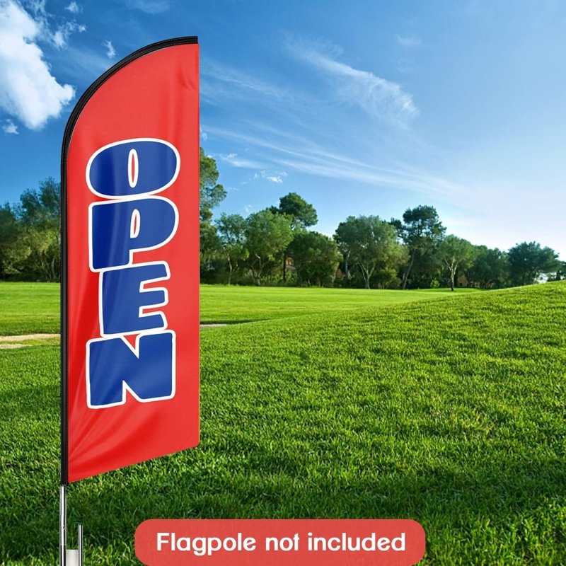 Open Red&Blue Themed Feather Flag, 11FT Open Red&Blue Advertising Swooper Flag Fit 15FT Flagpole(Flagpole Not Included 4.3)