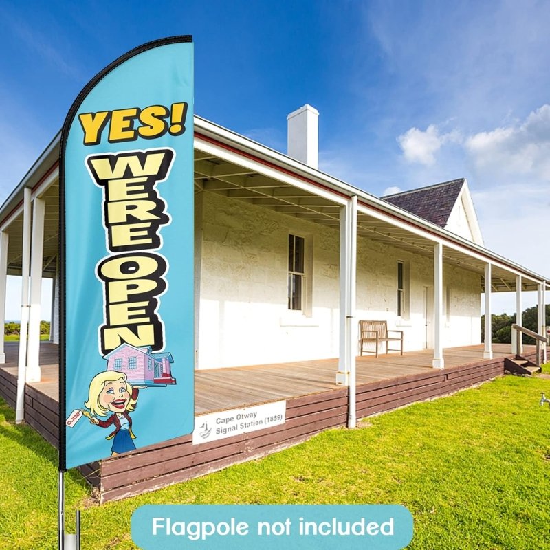 Open Sign for Business - 8FT We Are Open Advertising Swooper Flag (Flagpole Not Included 3.4)