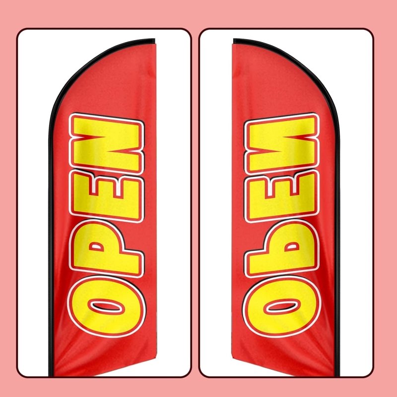 Open Themed Feather Flag, 11FT Open Advertising Swooper Flag Fit 15FT Flagpole(Flagpole Not Included 4.3)