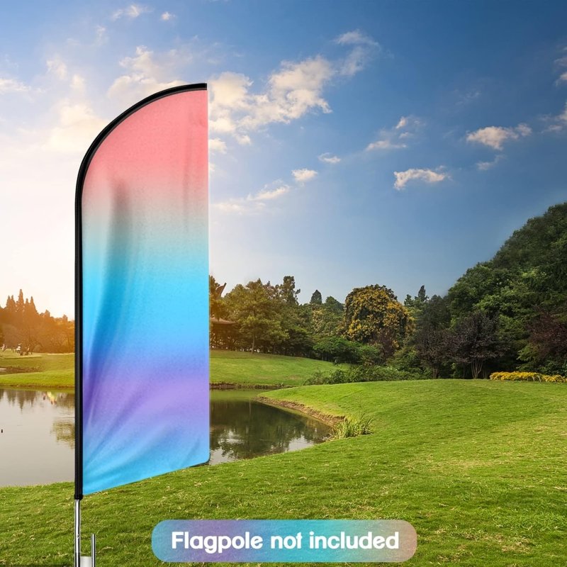 Orange Blue Gradient Themed Feather Flag, 8FT Orange Blue Gradient Advertising Swooper Flag(Flagpole Not Included 3.4)