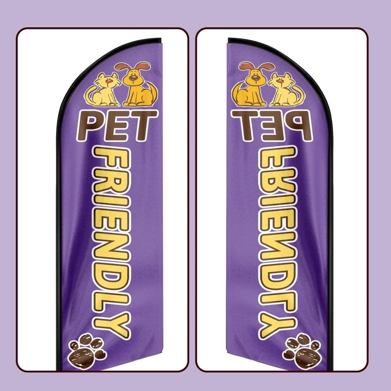 Pet Friendly Themed Feather Flag, 11FT Pet Friendly Advertising Swooper Flag Fit 15FT Flagpole(Flagpole Not Included 4.3)