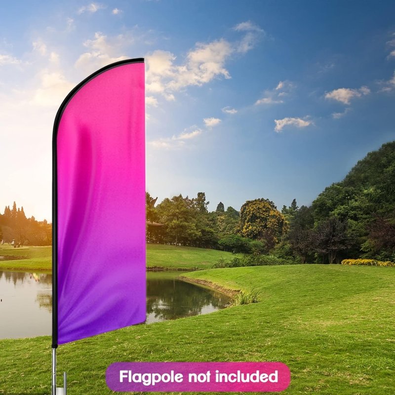 Pink Purple Gradient Themed Feather Flag, 8FT Pink Purple Gradient Advertising Swooper Flag(Flagpole Not Included 3.4)