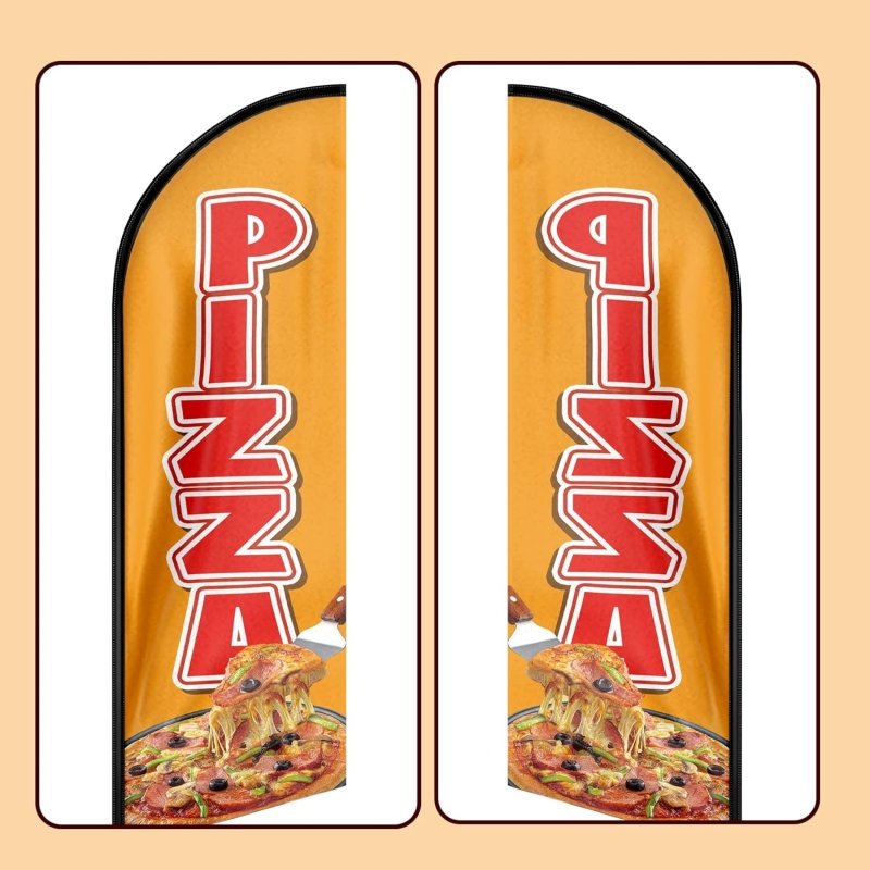 Pizza Car Sign - 11FT Pizza Advertising Swooper Feather Flag Fit 15FT Flagpole(Flagpole Not Included 4.3)