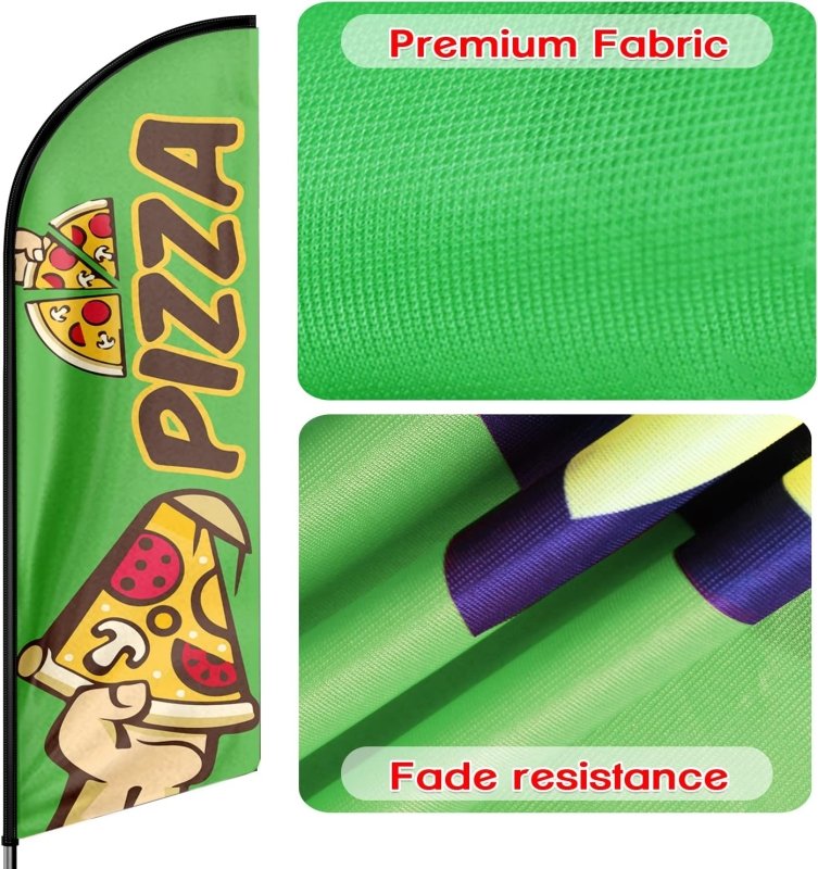 Pizza Flag - 8FT Pizza 03 Advertising Swooper Flag(Flagpole Not Included 3.4)