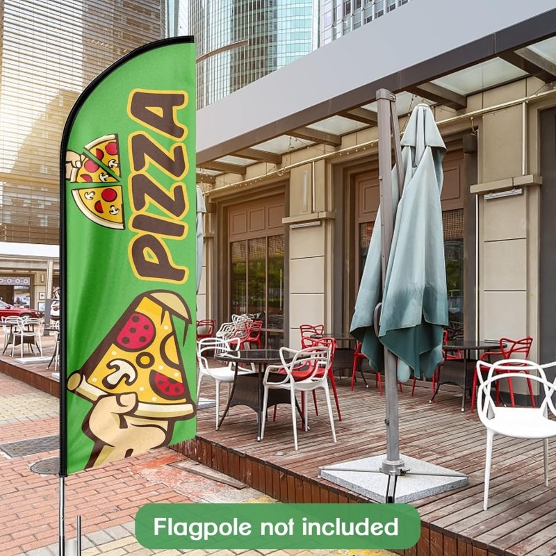 Pizza Flag - 8FT Pizza 03 Advertising Swooper Flag(Flagpole Not Included 3.4)