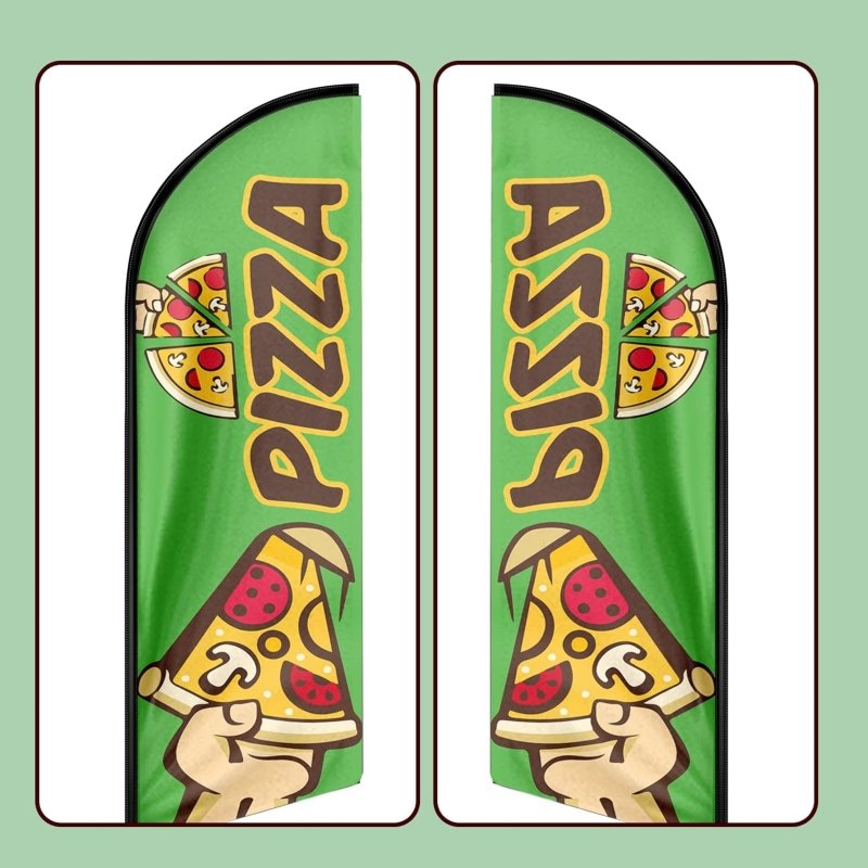 Pizza Flag - 8FT Pizza 03 Advertising Swooper Flag(Flagpole Not Included 3.4)