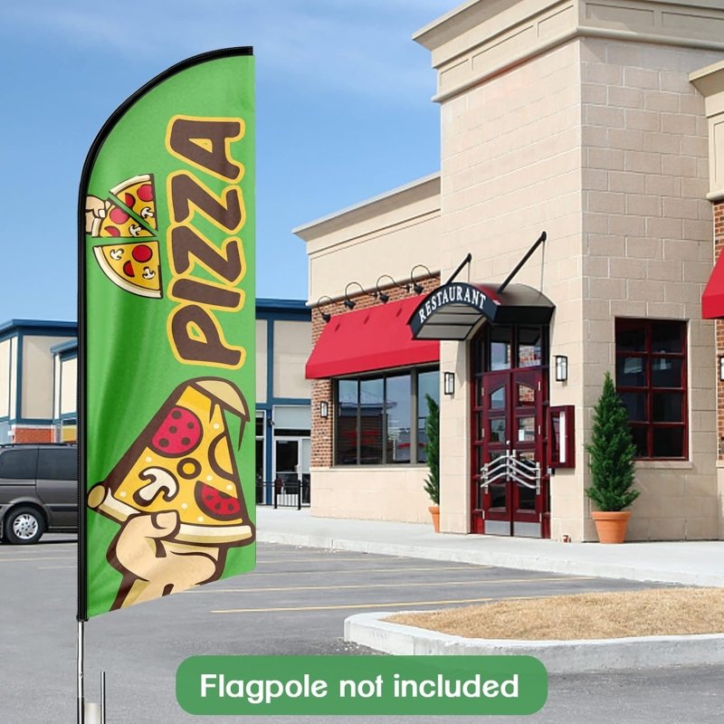 Pizza Flag - 8FT Pizza 03 Advertising Swooper Flag(Flagpole Not Included 3.4)