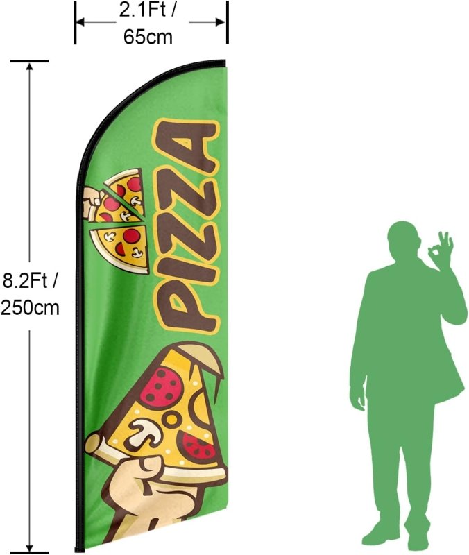 Pizza Flag - 8FT Pizza 03 Advertising Swooper Flag(Flagpole Not Included 3.4)