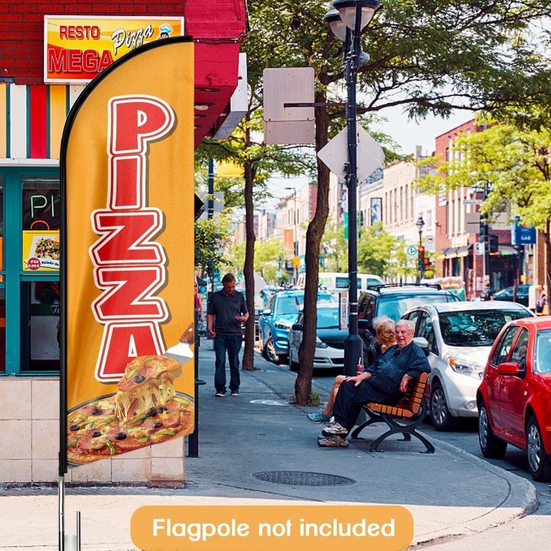 Pizza sign - 8FT Pizza Yellow Advertising Swooper Flag (Flagpole Not Included 3.4)