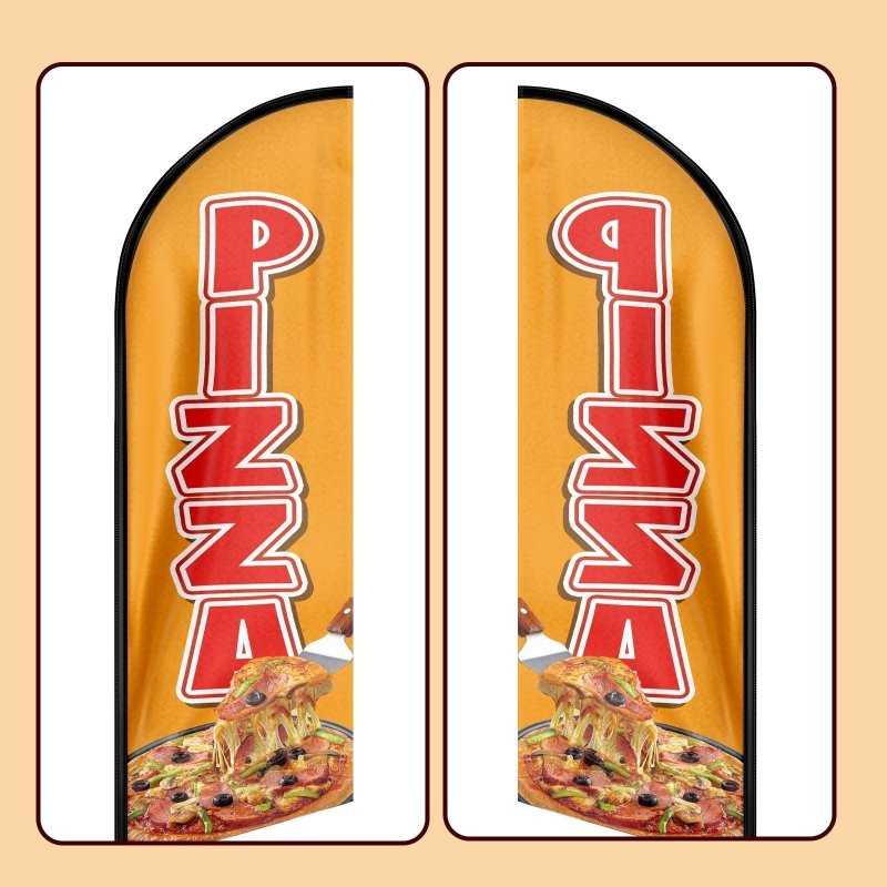 Pizza sign - 8FT Pizza Yellow Advertising Swooper Flag (Flagpole Not Included 3.4)