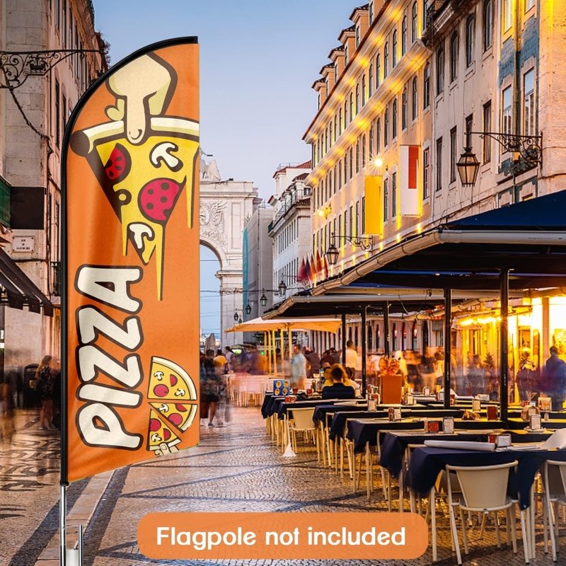 Pizza Signs for Business - 8FT Pizza 04 Advertising Swooper Flag(Flagpole Not Included 3.4)