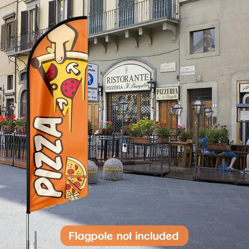 Pizza Signs for Business - 8FT Pizza 04 Advertising Swooper Flag(Flagpole Not Included 3.4)