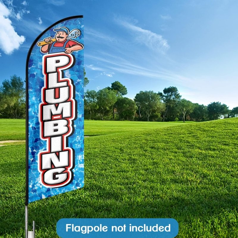 Plumbing Flag - 11FT Plumbing Advertising Swooper Feather Flag Fit 15FT Flagpole(Flagpole Not Included 4.3)