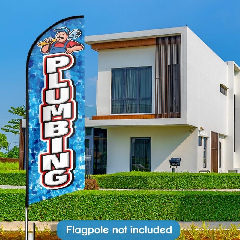 Plumbing Flag - 11FT Plumbing Advertising Swooper Feather Flag Fit 15FT Flagpole(Flagpole Not Included 4.3)