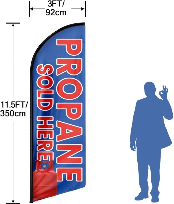 Propane Sold Here Themed Feather Flag, 11FT Propane Sold Here Advertising Swooper Flag Fit 15FT Flagpole(Flagpole Not Included 4.3)