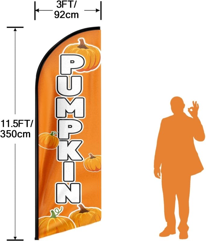 Pumpkin Flag - 11FT Pumpkins Advertising Swooper Flag Fit 15FT Flagpole(Flagpole Not Included 4.3)