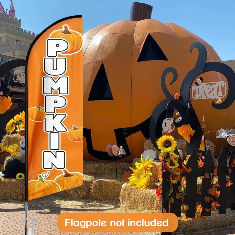 Pumpkin Flag - 11FT Pumpkins Advertising Swooper Flag Fit 15FT Flagpole(Flagpole Not Included 4.3)