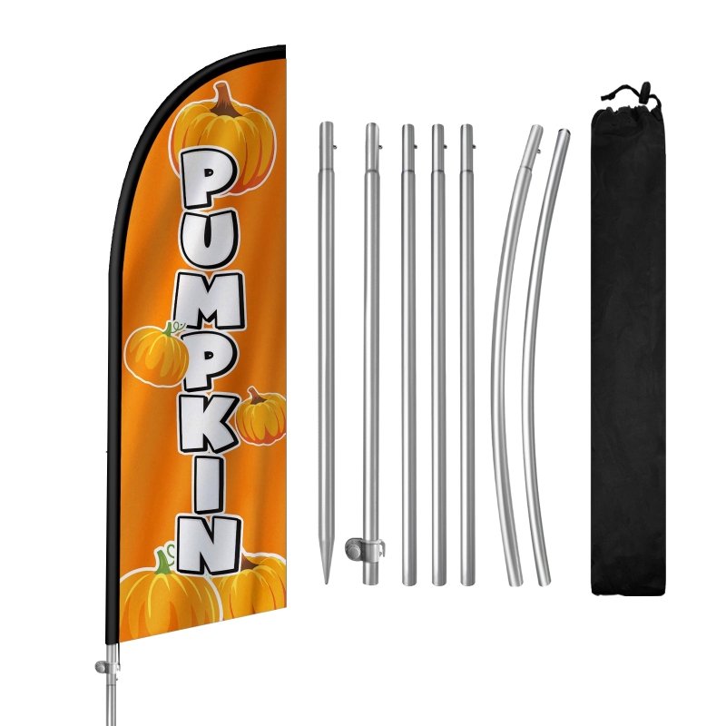 Pumpkin Flag - 8FT Pumpkins Banner Feather Flag with Carbon Fiber Pole Kit(2m flag set)