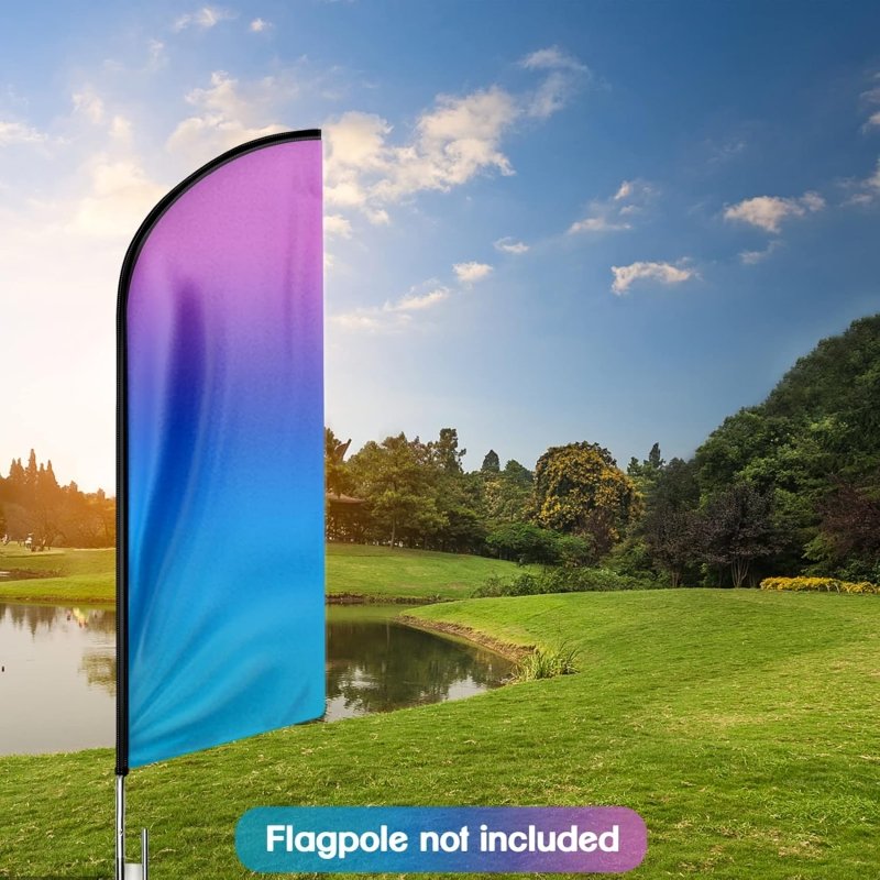 Purple Blue Gradient Themed Feather Flag, 8FT Purple Blue Gradient Advertising Swooper Flag(Flagpole Not Included 3.4)