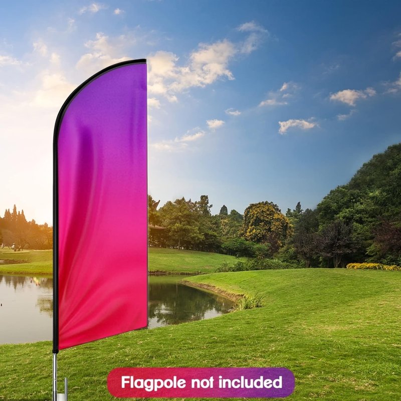 Purple Pink Gradient Themed Feather Flag, 8FT Purple Pink Gradient Advertising Swooper Flag(Flagpole Not Included 3.4)