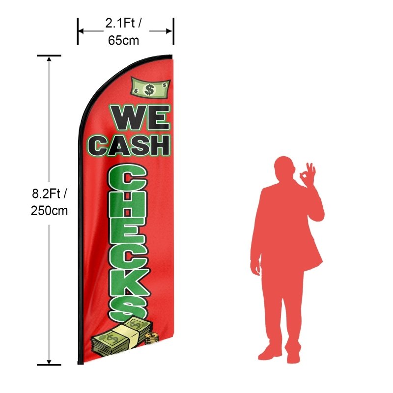 QSUM We Cash Checks Themed Feather Flag (Flagpole Not Included 3.4)