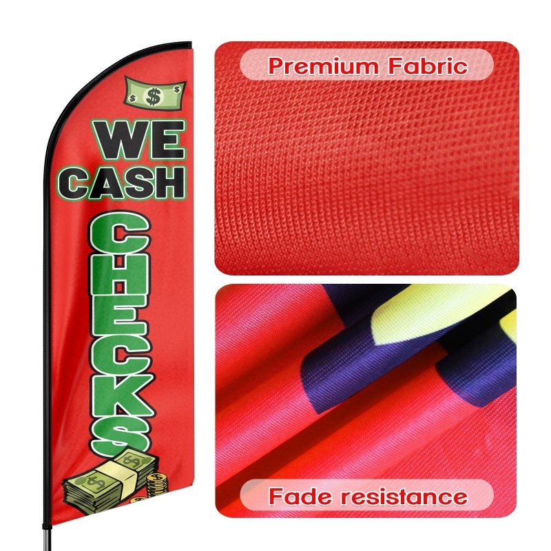 QSUM We Cash Checks Themed Feather Flag (Flagpole Not Included 3.4)