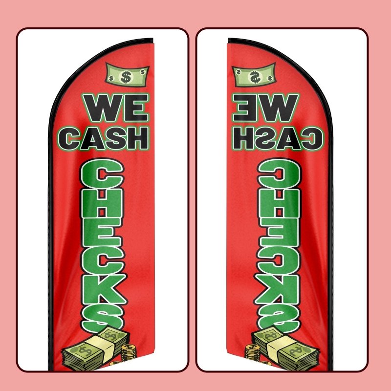 QSUM We Cash Checks Themed Feather Flag (Flagpole Not Included 3.4)