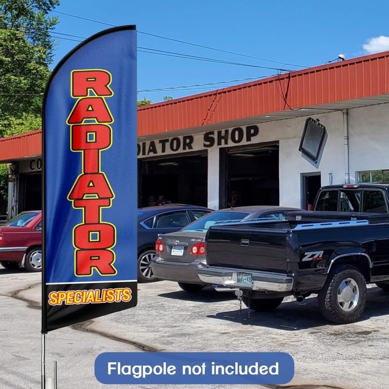 Radiator Sign - 11FT Radiator Specialists Advertising Swooper Flag Fit 15FT Flagpole (Flagpole Not Included 4.3)