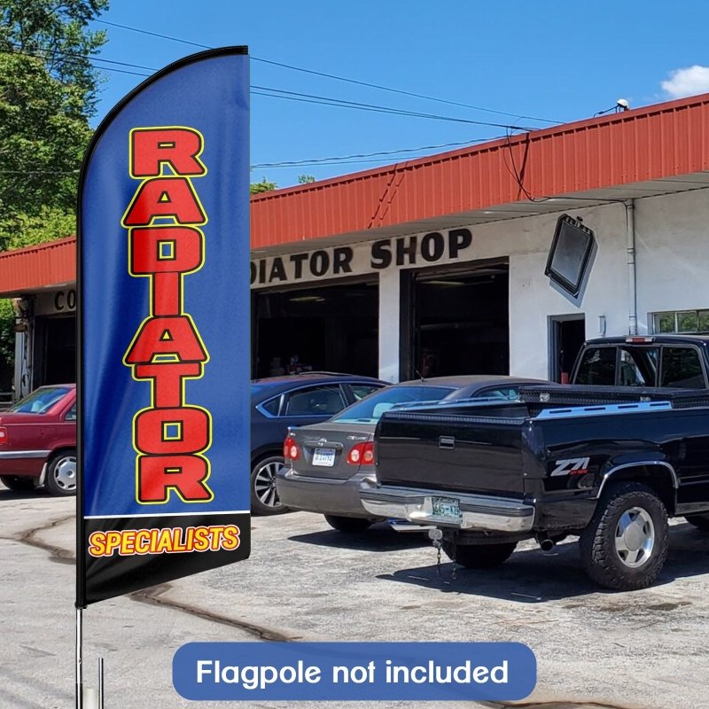 Radiator Sign - 8FT Radiator Specialists Advertising Swooper Flag (Flagpole Not Included 3.4)