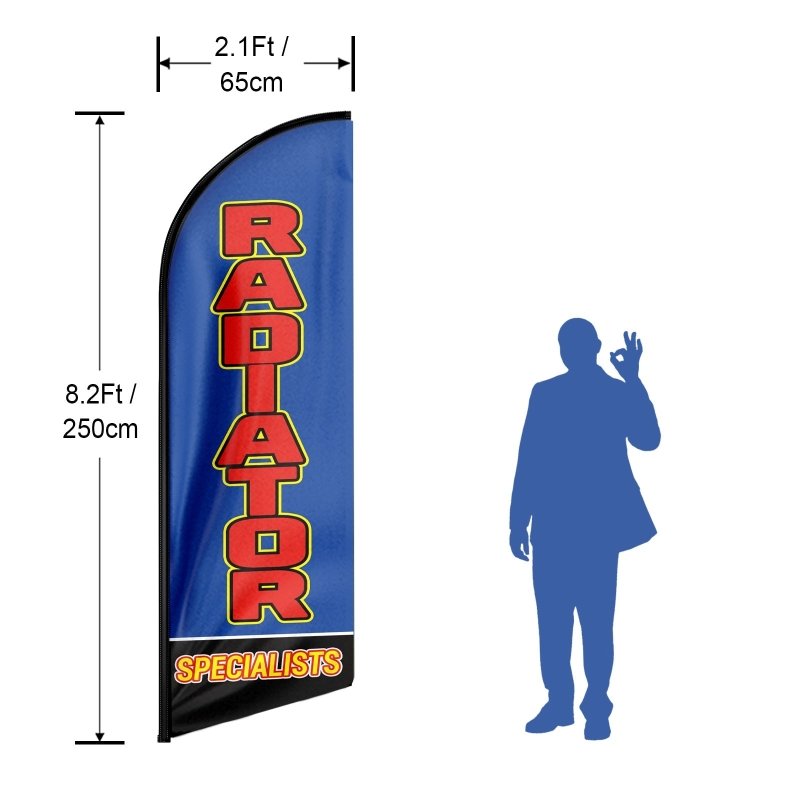 Radiator Sign - 8FT Radiator Specialists Advertising Swooper Flag (Flagpole Not Included 3.4)