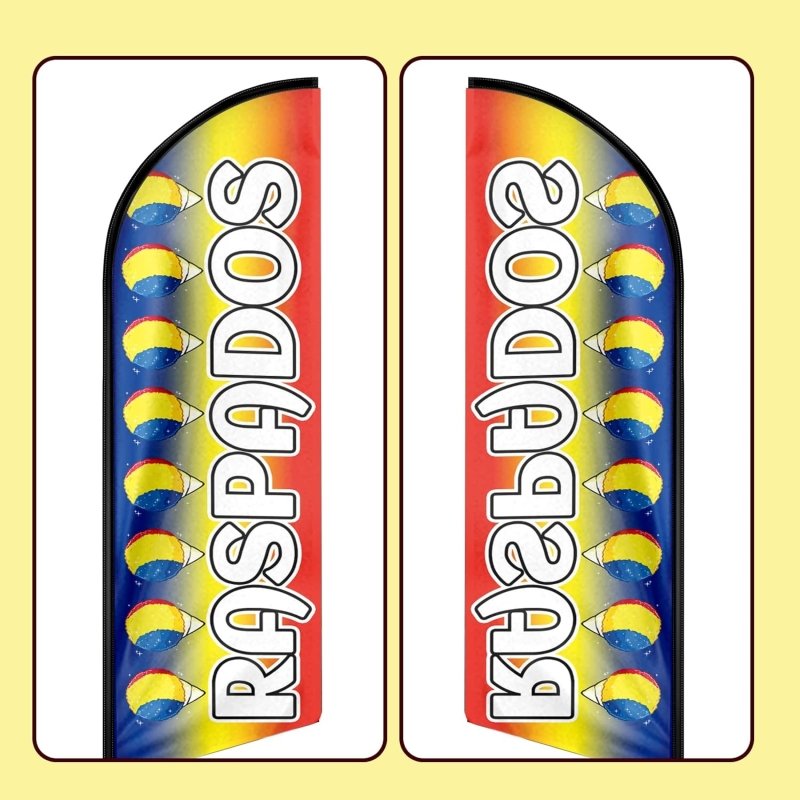 Raspados Themed Feather Flag, 11FT Raspados Advertising Swooper Flag Fit 15FT Flagpole(Flagpole Not Included 4.3)