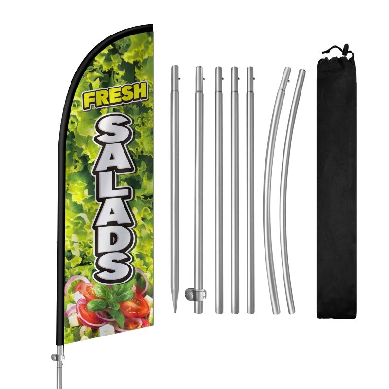 Salad Flag - 8FT Fresh Salads 01 Feather Flag with Stainless Steel Pole Kit(2m flag set)