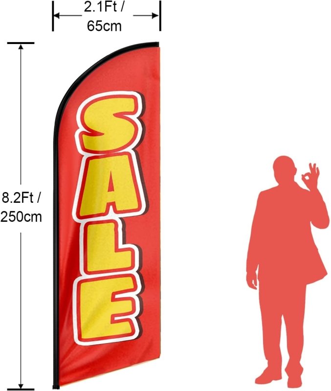 Sale Signs - 8FT Sale Advertising Swooper Flag (Flagpole Not Included 3.4)