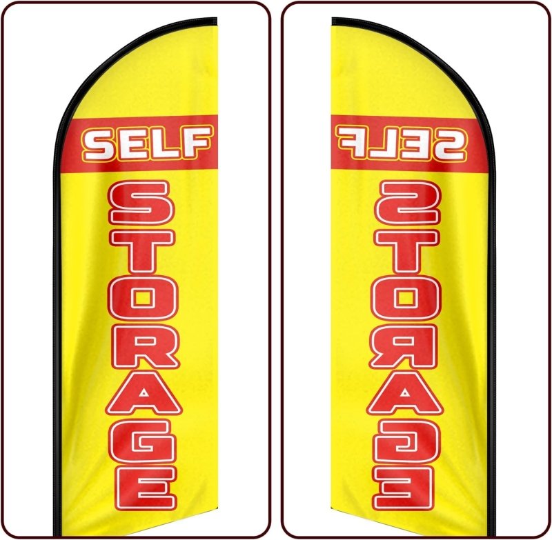 Self Storage Signs - 11FT Self Storage Advertising Swooper Feather Flag Fit 15FT Flagpole(Flagpole Not Included 4.3)