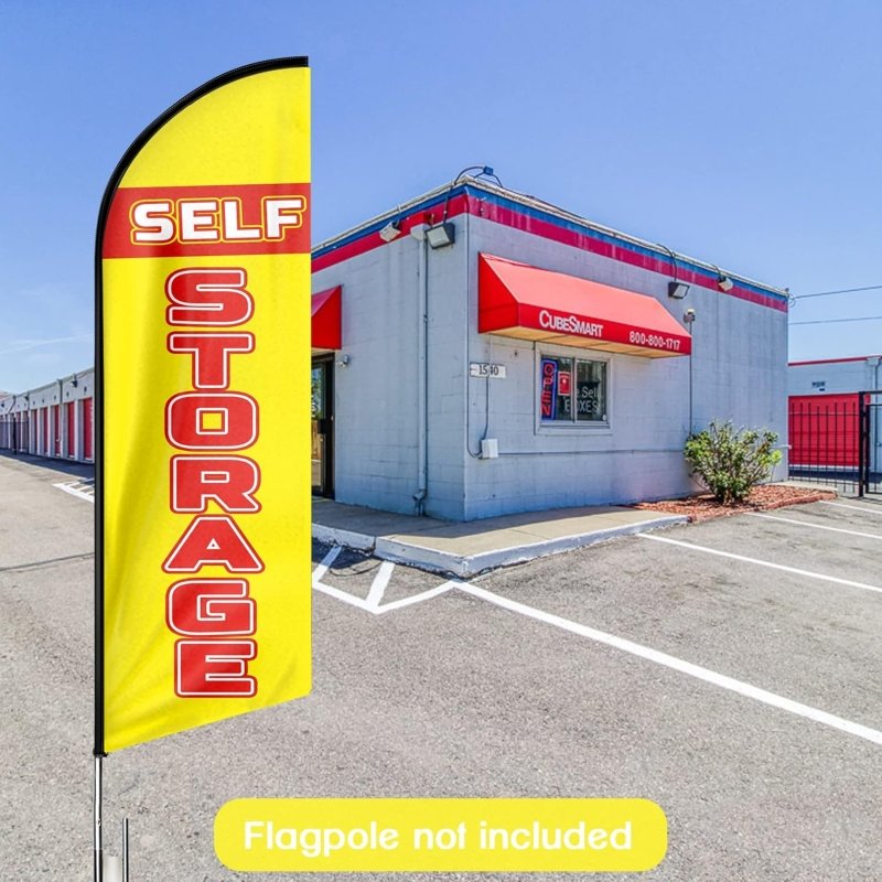 Self Storage Signs - 11FT Self Storage Advertising Swooper Feather Flag Fit 15FT Flagpole(Flagpole Not Included 4.3)