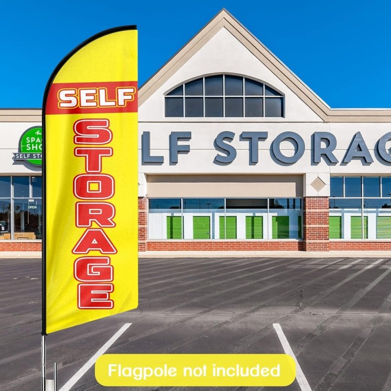 Self Storage Signs - 11FT Self Storage Advertising Swooper Feather Flag Fit 15FT Flagpole(Flagpole Not Included 4.3)