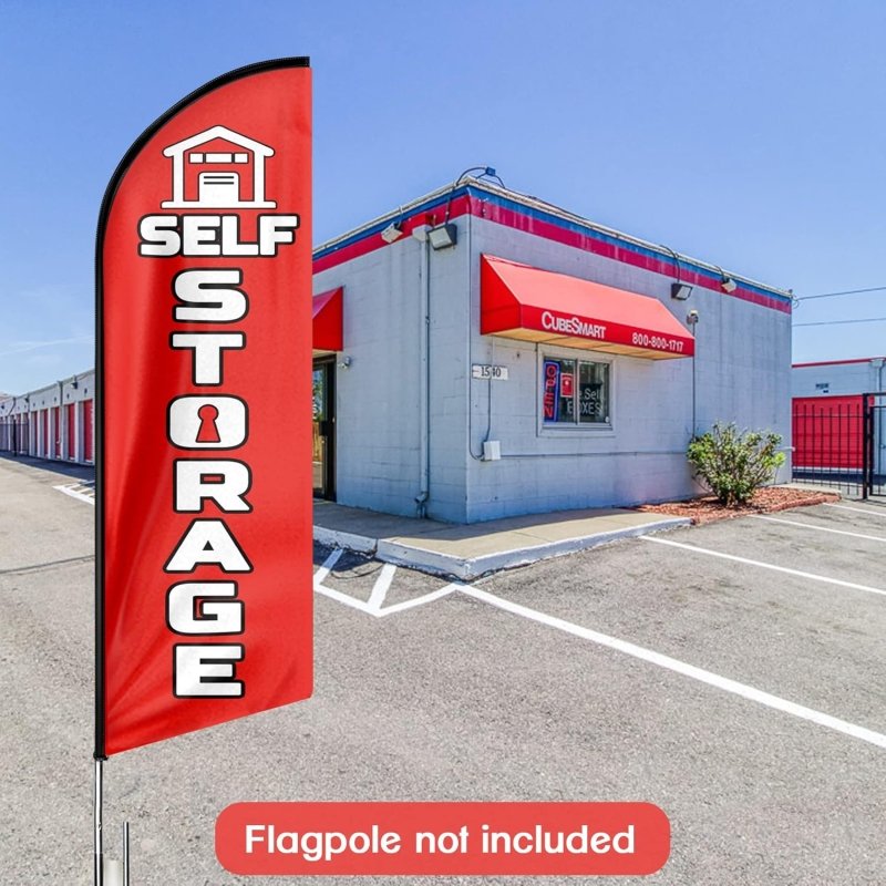 Self Storage Signs - 8FT Self Storage Advertising Swooper Flag(Flagpole Not Included 3.4)