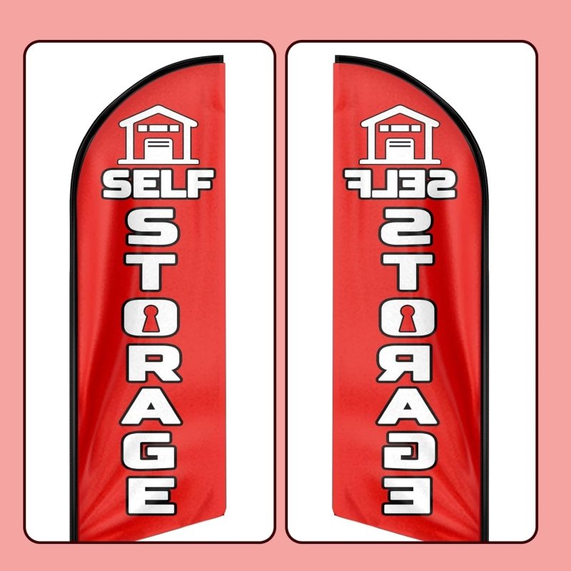 Self Storage Signs - 8FT Self Storage Advertising Swooper Flag(Flagpole Not Included 3.4)